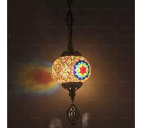 JQQJZLC 1 Luce a Ciondolo a Mosaico Globo Chiaro, Lampada a Sospensione a soffitto Decorativo Bohémien per Sala da Pranzo Soggiorno Bar Hotel, lampadario Camera da Letto in Vetro