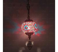 JQQJZLC 1 Luce a Ciondolo a Mosaico Globo Chiaro, Lampada a Sospensione a soffitto Decorativo Bohémien per Sala da Pranzo Soggiorno Bar Hotel, lampadario Camera da Letto in Vetro