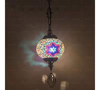 JQQJZLC 1 Luce a Ciondolo a Mosaico Globo Chiaro, Lampada a Sospensione a soffitto Decorativo Bohémien per Sala da Pranzo Soggiorno Bar Hotel, lampadario Camera da Letto in Vetro