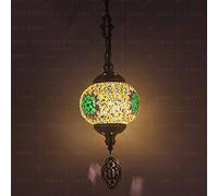 JQQJZLC 1 Luce a Ciondolo a Mosaico Globo Chiaro, Lampada a Sospensione a soffitto Decorativo Bohémien per Sala da Pranzo Soggiorno Bar Hotel, lampadario Camera da Letto in Vetro