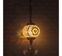 JQQJZLC 1 Luce a Ciondolo a Mosaico Globo Chiaro, Lampada a Sospensione a soffitto Decorativo Bohémien per Sala da Pranzo Soggiorno Bar Hotel, lampadario Camera da Letto in Vetro