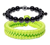 JQQJZLC 2 Pezzi Obsidian Nero con bracciali oculari malvagi Protezione Braccialetti Paracord Regolabili a Mano per Donne e Uomini