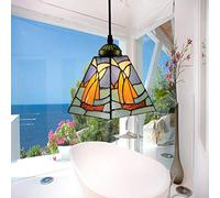 JQQJZLC 20 cm Tiffany Style Pendant Hanging Light, Vintage Mini Soffitto Lighting Fissaggi, 1-Light, Macchia-vetro Candelieri per Halway Bedroom Living Room Dining Room [Classe A ++], 16 Made in