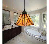 JQQJZLC 20 cm Tiffany Style Pendant Hanging Light, Vintage Mini Soffitto Lighting Fissaggi, 1-Light, Macchia-vetro Candelieri per Halway Bedroom Living Room Dining Room [Classe A ++], 16 Made in