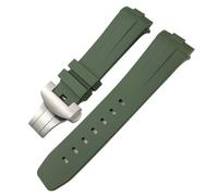 JQQJZLC 24 mm Nero Green Nature Morbing Silicone in gomma in gomma Fit per Panerai Pam00111/441 Bracciale impermeabile a farfalla a farfalla