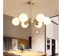 JQQJZLC 3 luci in Ottone in Oro lampadario Illuminazione in Vetro Globo semifulto Lampada a Montaggio Lampada da soffitto per la Fattoria del Soggiorno Camera da Letto, 3 Teste
