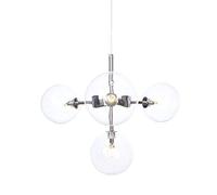 JQQJZLC 4 Light Mid Century Chandier della Camera da Letto in Vetro Sputnik | Lampada a Sospensione Moderna con Finitura cromata Spazzolata | Lampada a Ciondolo Camera da Letto