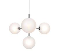 JQQJZLC 4 Light Mid Century Chandier della Camera da Letto in Vetro Sputnik | Lampada a Sospensione Moderna con Finitura cromata Spazzolata | Lampada a Ciondolo Camera da Letto