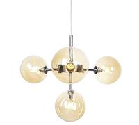 JQQJZLC 4 Light Mid Century Chandier della Camera da Letto in Vetro Sputnik | Lampada a Sospensione Moderna con Finitura cromata Spazzolata | Lampada a Ciondolo Camera da Letto