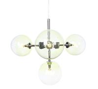 JQQJZLC 4 Light Mid Century Chandier della Camera da Letto in Vetro Sputnik | Lampada a Sospensione Moderna con Finitura cromata Spazzolata | Lampada a Ciondolo Camera da Letto