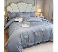 JQQJZLC 4 Pezzi Copertina di piumone a Colore Solido Cover di Cotone Soft Queen lettiera Set con Trappola per Chiusura Traspirante Foglio recitazione King Size e 2 Cuscini Ricami (Red A, Queen)