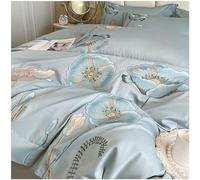 JQQJZLC 4 Pezzi Copertina di piumone a Colore Solido Cover di Cotone Soft Queen lettiera Set con Trappola per Chiusura Traspirante Foglio recitazione King Size e 2 Cuscini Ricami (Red A, Queen)