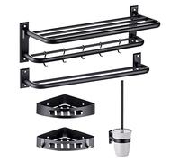 JQQJZLC 6 Pezzi Set di Hardware da Barra da Bagno, Accessori per Asciugamani da Bagno in Acciaio Inossidabile Nero Opaco Set di Asciugamani Rotondi montati a Parete/c