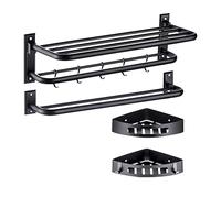 JQQJZLC 6 Pezzi Set di Hardware da Barra da Bagno, Accessori per Asciugamani da Bagno in Acciaio Inossidabile Nero Opaco Set di Asciugamani Rotondi montati a Parete/c