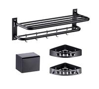 JQQJZLC 6 Pezzi Set di Hardware da Barra da Bagno, Accessori per Asciugamani da Bagno in Acciaio Inossidabile Nero Opaco Set di Asciugamani Rotondi montati a Parete/c