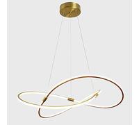 JQQJZLC 60 cm LED Rotondo lampadario Rotondo Oro a 2 Anelli Cold Bianco 6000k 6000k Mid -secolo soffitto a Sospensione Luce Lungo Lingue Linea LAMONO della PRENING Antico LAMONO