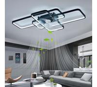 JQQJZLC 80W Velini a soffitto di Grandi Dimensioni con lampade ventilatori a soffitto a LED Moderni con luci e lampadari silenziosi a 6 velocità resili/Controllo remoto/App reversibili a 6 velocità