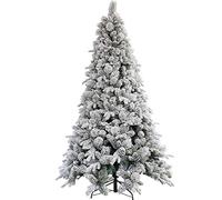 JQQJZLC Albero di Natale artificiale con neve floccata da 2,7 m, con supporto in metallo, albero di Natale incernierato, facile da montare per decorazioni natalizie