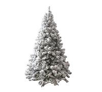 JQQJZLC Albero di Natale artificiale effetto neve, 3 m, grande, albero di Natale innevato floccato, abete bianco incernierato, facile da montare per decorazioni natalizie (bianco, 210 cm)