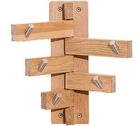 JQQJZLC Appendiabiti da parete - 5 ganci, appendiabiti da parete, portasciugamani, appendiabiti in metallo, per cappotti, cappelli, asciugamani, borse, accappatoi, bagno, ingresso, colore legno