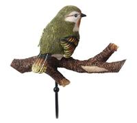 JQQJZLC Appendiabiti da parete decorativo rustico colorato uccello su un ramo materiale in resina può appendere cappotti, cappelli, chiavi, asciugamani. (A)