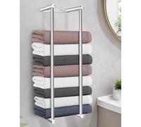 JQQJZLC Asciugamano Montato a Parete, Porta Asciugamano da 75 cm in Acciaio Inossidabile ad Alta capacità Porta di Asciugamani da Bagno Nera per Asciugamani Grandi o arrotolati piegati o arrotolati