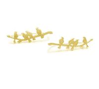 JQQJZLC Avvolgitura per cuffi per Uccelli Orecchini per scalatore per Crawler per Donne S925 Sterling Solver Spazzote Little Birds Stand on Tree Branch Stup Clip su Orecchini a perni Post delicati