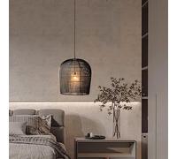 JQQJZLC Bianca Bianca Intrecciata Intrecciata a Sospensione tedetta da Fattoria in Tema Nera lampadario in bambù Intrecciato Grande soffitto sospeso Cestino a Sospensione Boho costiera Lampada a