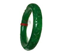 JQQJZLC Braccialetti di Giada Verde Intagliato a Mano Braccialette di Bracciale Giada per Donne Gioielli in Giada Bracciale Giada (61-62mm)