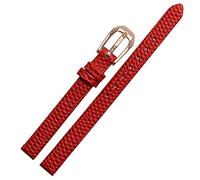 JQQJZLC Cangola di guardia in pelle di cuoio per cuoio con stampa di lucertola per orologio da signore Sostituzione White Red Ultra-thin Strap 6 8 10 12 14 16mm (Colore: Black Rose Gold, Tage: 8mm)