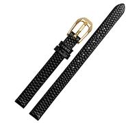 JQQJZLC Cangola di guardia in pelle di cuoio per cuoio con stampa di lucertola per orologio da signore Sostituzione White Red Ultra-thin Strap 6 8 10 12 14 16mm (Colore: Black Rose Gold, Tage: 8mm)