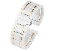 JQQJZLC Ceramica di lusso e acciaio inossidabile 20 mm 22 mm cinghia oro nero per uomini donne guardano braccialetto cinturino braccialetto