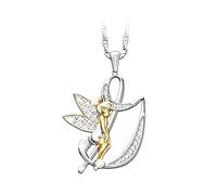 JQQJZLC Collana da Fata in Argento Sterling 925 per Donne, Adorabili Lettere ABCDEFGH in Cristallo, collane di Fata dei Fiori, Collana Tinkerbell, Gioielli Fata, Gioielli Tinkerbell