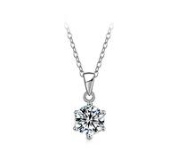 JQQJZLC Collana di moissanite intarsiata 3ct VVS Six Claw Collane a Sospensione per Donne Regalo S925 Sterling Silver