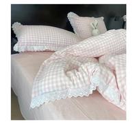 JQQJZLC Copertina Trapunta in Pizzo a V-intage Bianco a Quadro Nero Set da Letto in Cotone Set di Cover Set di Coperchio Set di Letti Foglio Lettino a Lettino Letto a Quattro Pezzi (C, Taglia Queen 4