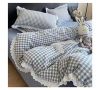 JQQJZLC Copertina Trapunta in Pizzo a V-intage Bianco a Quadro Nero Set da Letto in Cotone Set di Cover Set di Coperchio Set di Letti Foglio Lettino a Lettino Letto a Quattro Pezzi (C, Taglia Queen 4