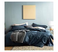 JQQJZLC Copertura del piumone Set di Biancheria da Letto Matrimoniale di qualità Hotel, 4 Pezzi Coperture per Letti Set Blu Doppia Doppia Trapunta di Cotone di Cotone 220 × 240 Fille di Foglio Piatto