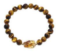 JQQJZLC Cristallo di citrino Grezzo in Rilievo 8mm Tiger Eye Stone Bracciale per Donne Uomini in Denaro prosperità Buona Fortuna Braccialetti allungati