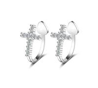 JQQJZLC CZ Criss Crocs Clip ON Wrap WAP CHOOP CHOOP per Donne 925 Orecchie Non Pieghevoli in Argento Sterling in Argento a piagnucolio Piccola cartilagine Crawler Spazza d'orecchio di Gioielli