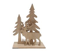 JQQJZLC Decorazione da tavolo in legno con paesaggio natalizio in legno, decorazione fai da te, albero di renna, ornamento natalizio da tavolo, decorazione per le vacanze, telefono (E, taglia unica)