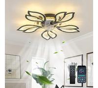 JQQJZLC Design Ven con Le luci e Telecomando, ventilatori a soffitto silenziosi dimmerabili a LED con lampade, lampadario Reversibile a 6 velocità di Fiore Lampada a soffitto per la Camera da