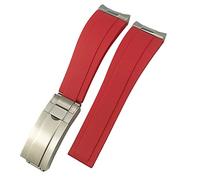 JQQJZLC Fascia d'oro in gomma 20mm silicone cinghia adatta per Daytona sottomariner GMT Yacht Master Silver Curved Metal Link Braccialetti (colore: bianco, dimensione: 20mm)