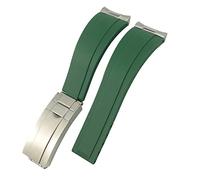 JQQJZLC Fascia d'oro in gomma 20mm silicone cinghia adatta per Daytona sottomariner GMT Yacht Master Silver Curved Metal Link Braccialetti (colore: bianco, dimensione: 20mm)