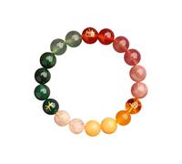 JQQJZLC Fengshui Cinque Elementi Braccialetti Perline per Donne, Braccialetti di Cristallo Pietre Naturali per Fortuna, Braccialetto Elastico per la Meditazione Rilascio dell'equilibrio emotivo a