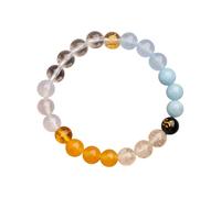 JQQJZLC Fengshui Cinque Elementi Braccialetti Perline per Donne, Braccialetti di Cristallo Pietre Naturali per Fortuna, Braccialetto Elastico per la Meditazione Rilascio dell'equilibrio emotivo a