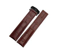 JQQJZLC Genuina fascia d'oro della pelle di vacca per Carrera Lincoln 19mm 20mm 22mm marrone nera pieghevole con fibbia con fibbia per orologi uomini