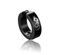 JQQJZLC Gioielli Donne Orecchini d'Argento, Orecchini a Cerchio Rotondo in Acciaio Inossidabile Titanio Inossidabile Star Farfalla Flame Drago Love Heart Punk Unisex Hiphop Hiphop Uomo Regali per