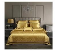 JQQJZLC Golden Green Chic Damask Jacquard Bivet Set di Copertura Set Queen Regine Dimensione 4/7PCS 1000TC Set da Letto in Cotone Egiziano Set da Letto in Foglio di Letti, Set di coperture del