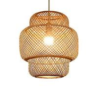 JQQJZLC Lampada di bambù, Materiale Naturale sfumatura di bambù lampadario Appeso, lampade a soffitto a Goccia di Rattan per la Cucina per Soggiorno Sala da Pranzo.