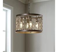 JQQJZLC Lampadario americano Vintage in Ferro battuto a nappe, Lampadario industriale rotondo per caffè, bar, club, candela, lampadine LED, metallo nero, lampadario semplice